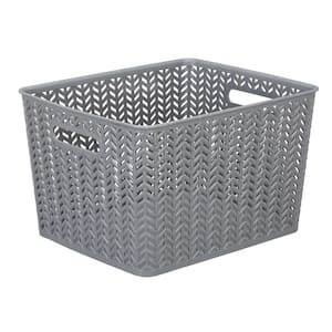 8.75 in. H x 11.5 in. W x 13.75 in. D Gray Plastic Cube Storage Bin