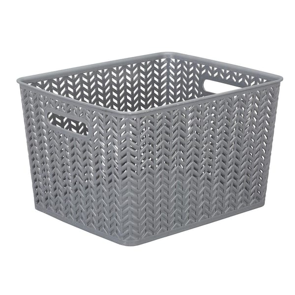 Simplify 8.75 in. H x 11.5 in. W x 13.75 in. D Gray Plastic Cube Storage Bin