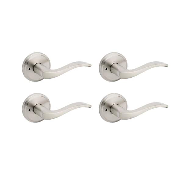Kwikset Sedona Satin Nickel Bedroom Bathroom Privacy Door Handle with Microban Antimicrobial Technology 4-Pack