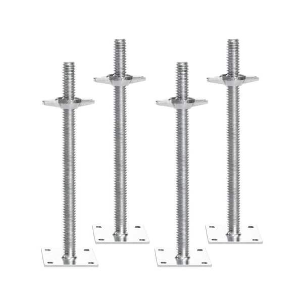 4-Pack Adjustable Leveling Jacks, 18.2 in. Adjustable Height & 3307 lbs./1500 kg Total Load Capacity Scaffold Jacks Feet