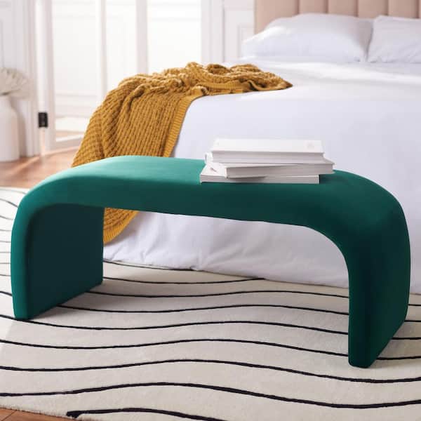SAFAVIEH Tenko Emerald Entryway Bench With Cushion 44.69 in.