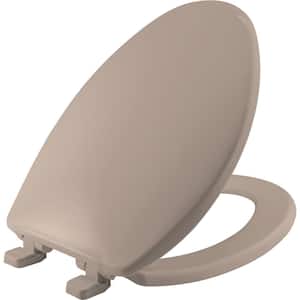 Kimball Soft Close Elongated Plastic Closed Front Toilet Seat in Fawn Beige Never Loosens