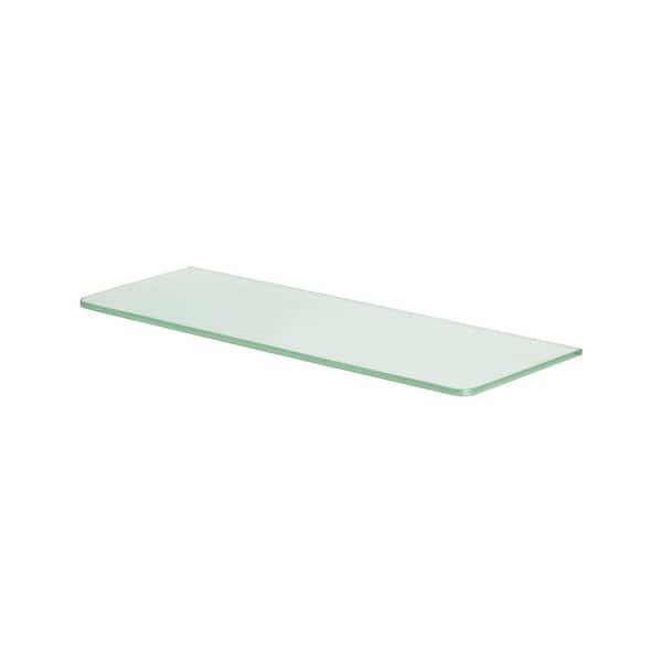 Dolle GLASSLINE 23.6 in. x 7.9 in. x 0.31 in. Frosted Glass Decorative Wall Shelf without Brackets