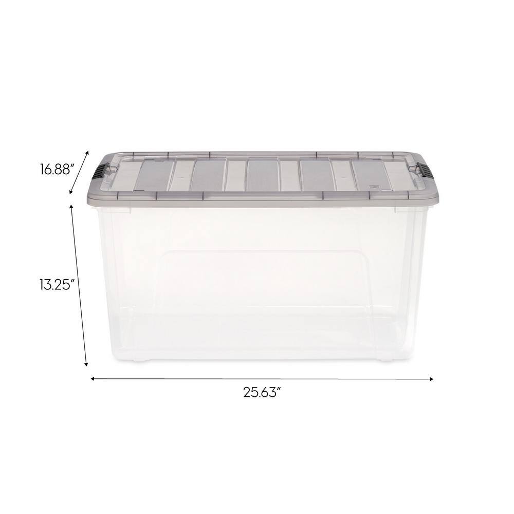72 Quart Clear Stackable Plastic Storage Bins with Lids
