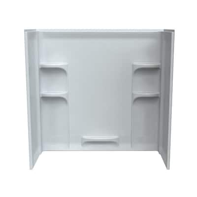 Ovation 30 in. x 60 in. x 58 in. 3-piece Direct-to-Stud Tub Surround in Arctic White