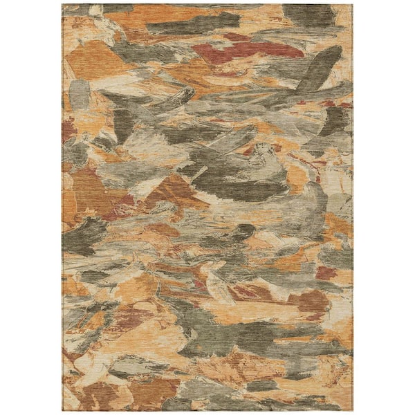 Chantille Machine Washable Indoor/Outdoor Abstract ACN1345 Copper 9 ft. x 12 ft. Area Rug