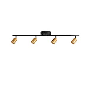 Modern 3 ft. 4 Head-Light, Gold, Integrated LED Fixed Track, Lighting Kit, with Rotating Heads