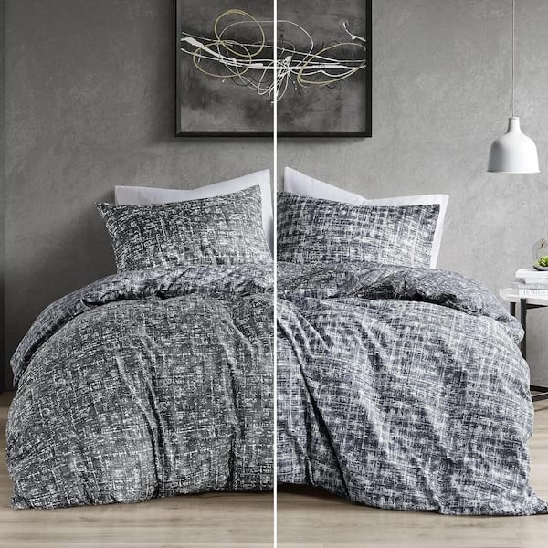 510 Design Maca 2-Piece Gray Solid Color Microfiber Twin/Twin XL Duvet Cover Set