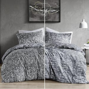 Maca 3-Piece Gray Solid Color Microfiber Full/Queen Duvet Cover Set