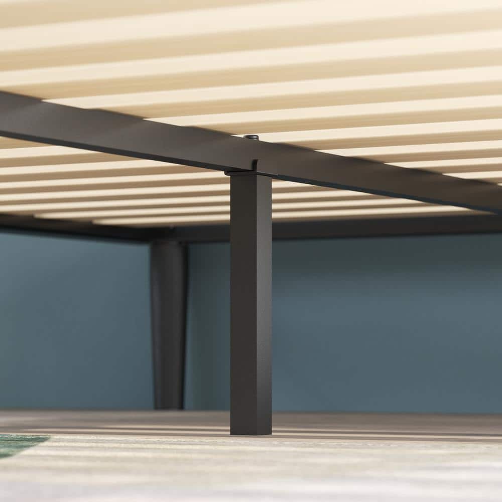 Parker Twin Platform Metal Bed Frame with Tapered Legs - Charcoal