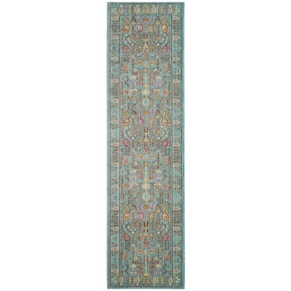 SAFAVIEH Valencia Steel Blue 2 ft. x 6 ft. Border Runner Rug