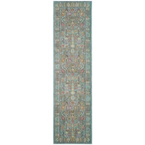 Valencia Steel Blue 2 ft. x 8 ft. Border Runner Rug