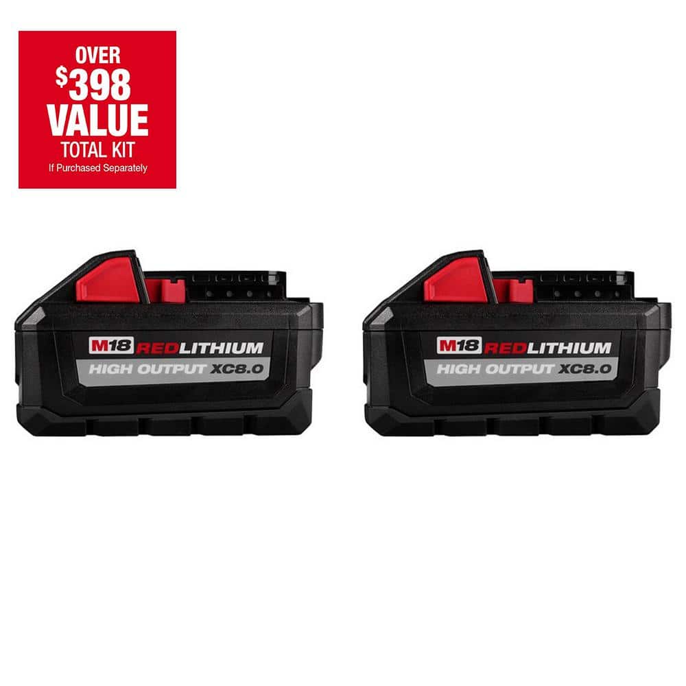 Milwaukee M18 18-Volt Lithium-Ion High Output XC 8.0 Ah Battery (2-Pack) 48-11-1882 - The Home Depot