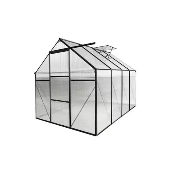 6 ft. x 6 ft. Aluminum Outdoor Heavy Duty Walk-in Greenhouse for 4-Seasons Backyard, Garden, Black