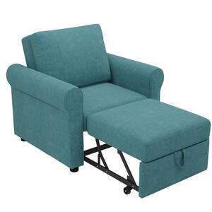 36.2 in. 3 in 1 Multifunction Adjustable Teal Sofa Bed Folding Convertible Lounger Chair/Single Bed