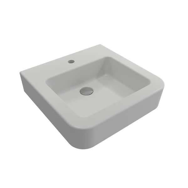 BOCCHI Parma 19.75 in. 1-Hole with Overflow Wall-Mounted Fireclay Bathroom Sink in Matte White