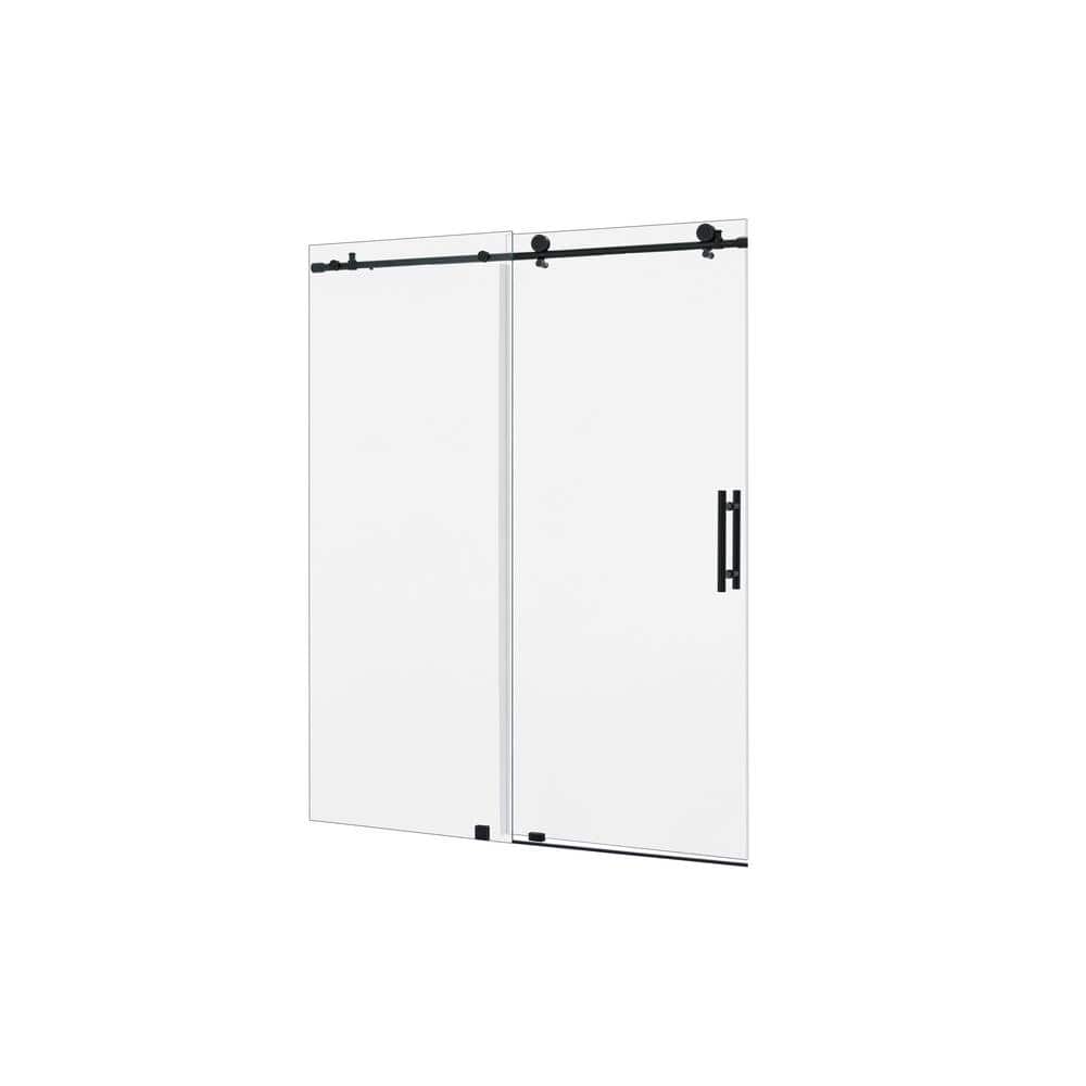 Vanity Art 76 in. H x 60 in. W Frameless Soft Close Sliding Shower Door in Matte Black with Clear Tempered Glass -  VASSD6076SOFT