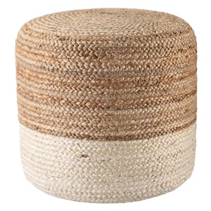 Jalissa Ombre White/ Beige Cylinder Pouf