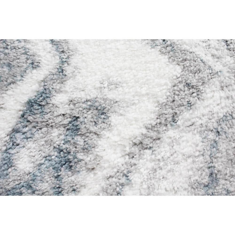 Luxurious Gray Shag Synthetic Rug 7'6" x 9'6"