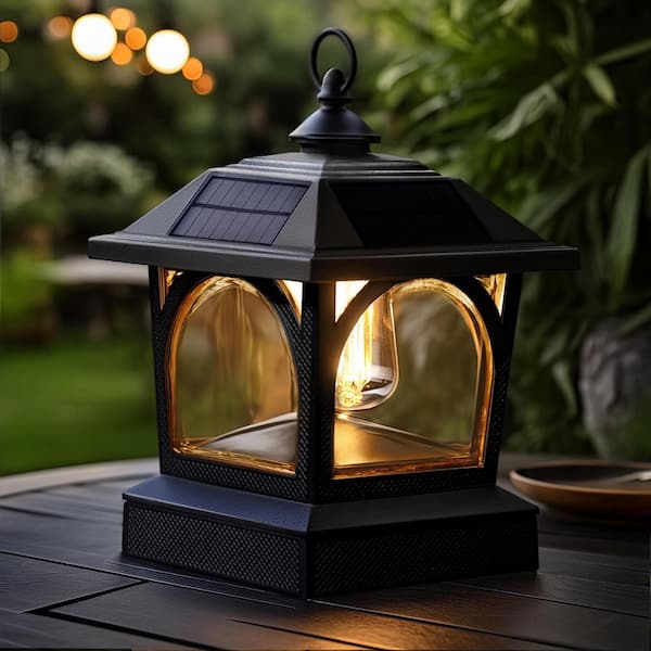 CLASSY CAPS Edison Solar Black Aluminum LED Fits 5 Post Sizes