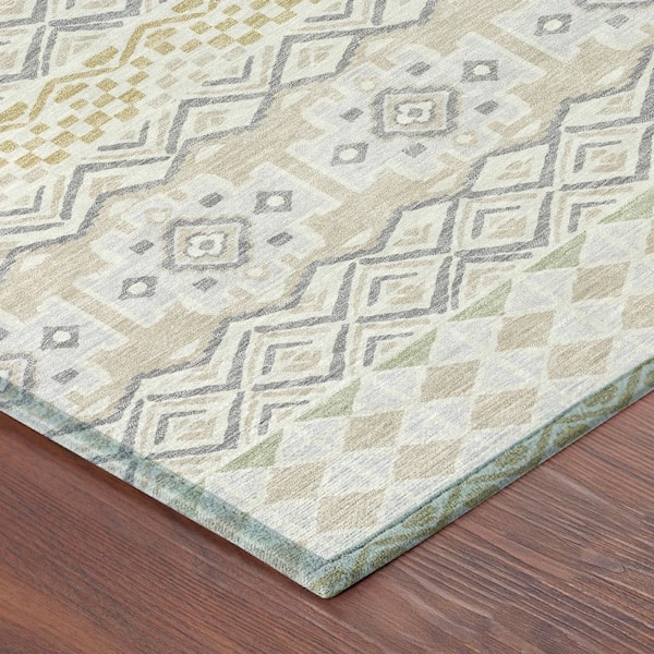 Chantille Machine Washable Indoor/Outdoor Abstract ACN2760 Ivory 10 ft. x 14 ft. Area Rug