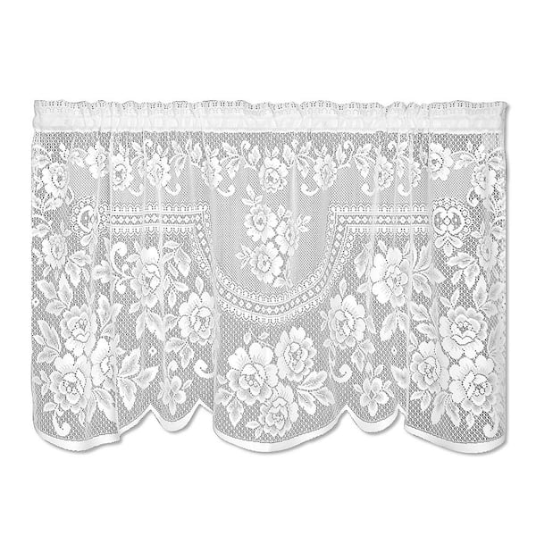 Heritage Lace Victorian Rose 30 in. L Polyester Tier in White 2860W ...