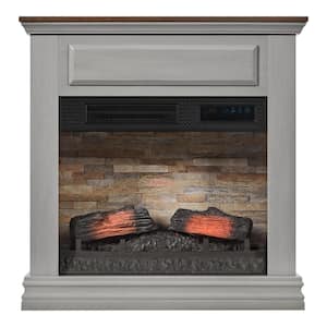 Wheaton 31 in. W Freestanding Wooden Infrared Electric Fireplace in Gray