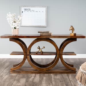 Stowe Rustic 59 in. Medium Brown Rectangular Wood Console Table