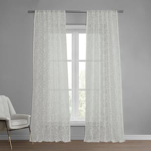 Paris Scroll Solid Rod Pocket Sheer Curtain - 50 in. W x 84 in. L (1 Panel)