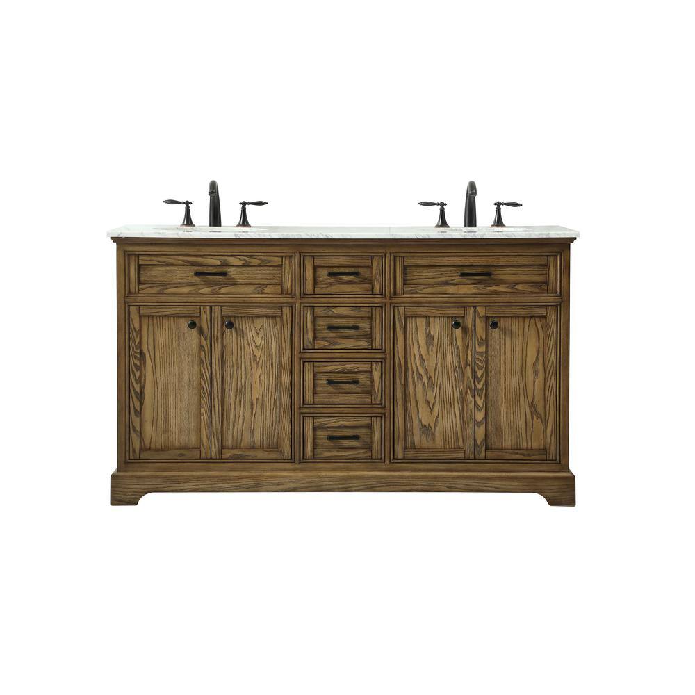 Simply Living 60 in. W x 21.5 in. D x 35 in. H Bath Vanity in Driftwood wit