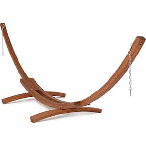 14 ft. Wooden Hammock Stand Only, Heavy-Duty Pine Wood Arc Hammock Stand with Chains and Carabiners, 475 lbs. Capacity