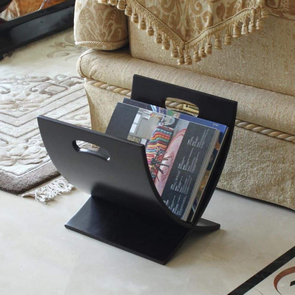 Contemporary Espresso 12inx12in Wooden Free Standing Magazine Rack ...