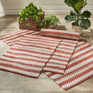 Kingswood Red and Cream Chindi Rag Rug Runner 2 ft. x 6 ft.