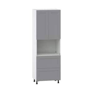 Bristol Slate Gray Shaker Assembled Pantry Microwave Kitchen Cabinet with 2 Drawers (30 in. W x 89.5 in. H x 24 in. D)