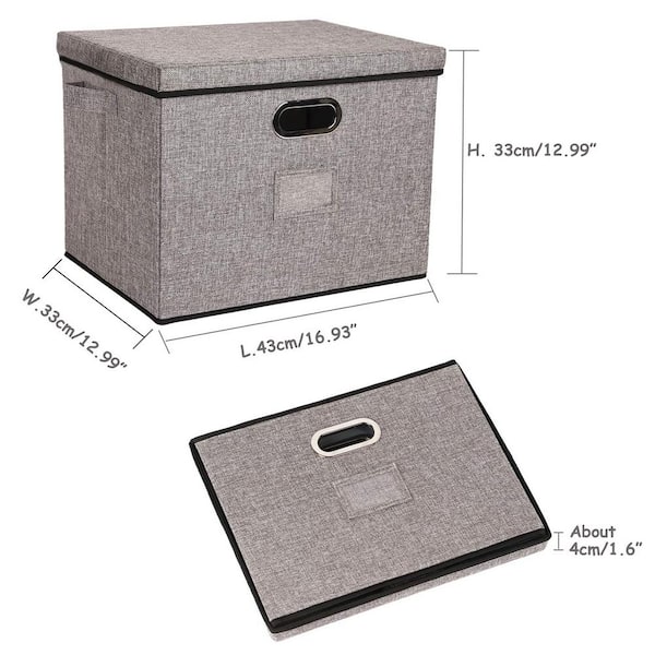 100 Qt. Linen Clothes Storage Bin with Lid in Light Gray (3-box