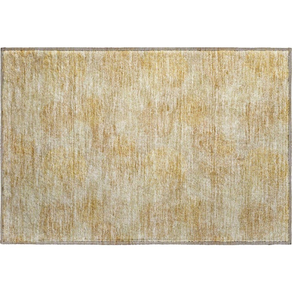 Mayfield Premium Machine Washable Abstract AMF977 Gold 1 ft. 8 in. x 2 ft. 6 in. Area Rug