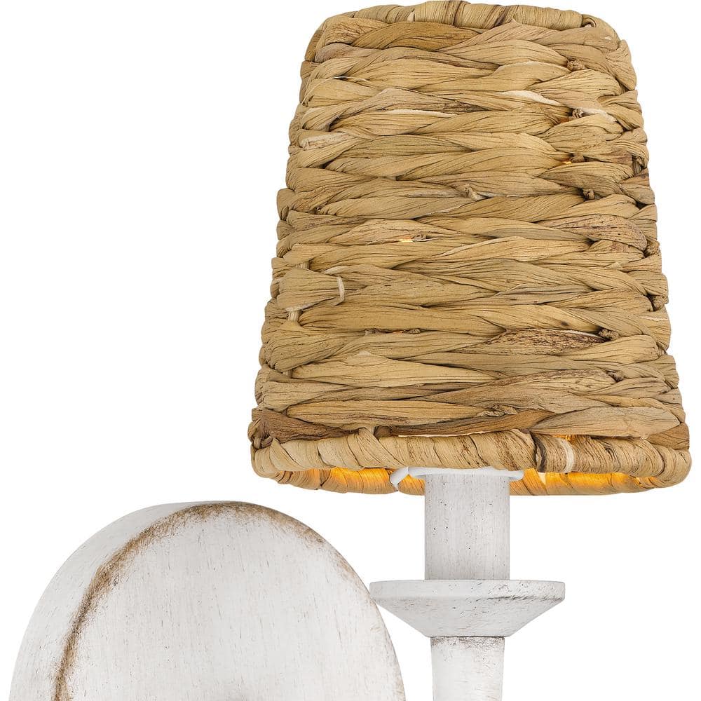 Antique White Seagrass Shade Coastal Wall Sconce