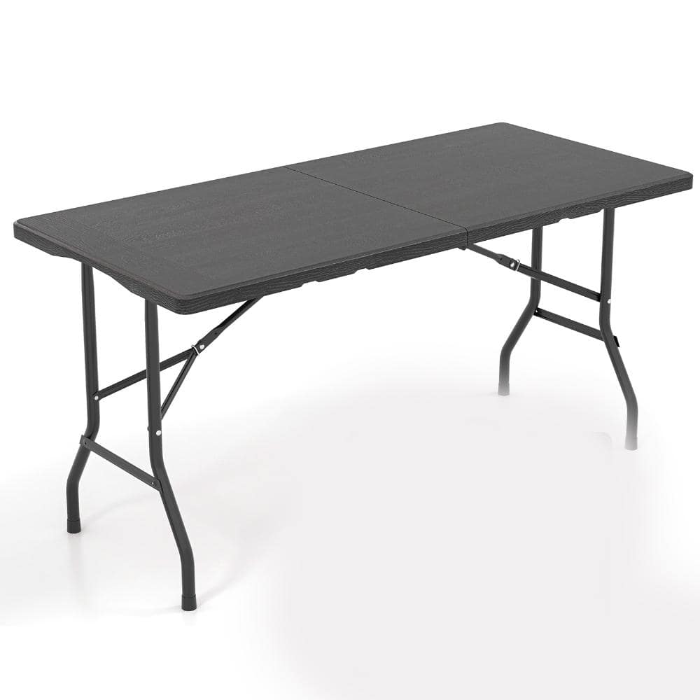 5FT Folding Picnic Table with Wood Grain HDPE Tabletop and Non-slip Foot Pads-Black price history on PriceWatchPro