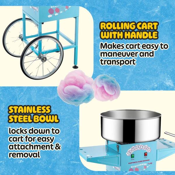 GREAT NORTHERN Blue Cotton Candy Machine and Cart- Flufftastic