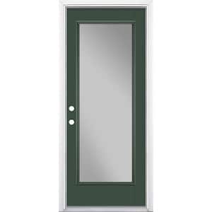 32 in. x 80 in. Full Lite Conifer Right-Hand Inswing Painted Smooth Fiberglass Prehung Front Exterior Door w/ Brickmold