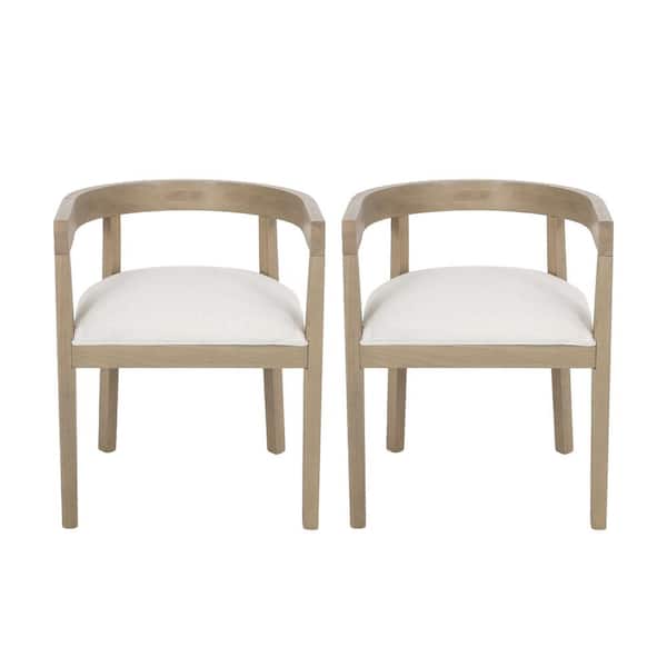 Noble House Cinnabar Light Ash and Beige Fabric Upholstered Dining Chair (Set of 2)