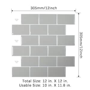 10 in. x 11.8 in. Pure Gray Thin Vinyl Peel and Stick Backsplash Tiles for Kitchen (20-Pack/16.39 sq. ft.)