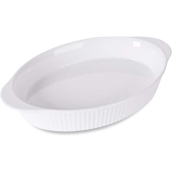 1 qt Large Oval White Ceramic Baking Dish Set Double Handle Bakeware Oven Safe Dishwasher Safe for Kitchen Home