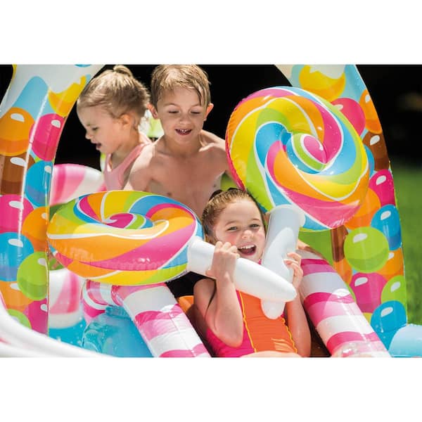 Intex 9.75 x 6.3 Ft Rainbow Slide Inflatable Pool & Water Slide
