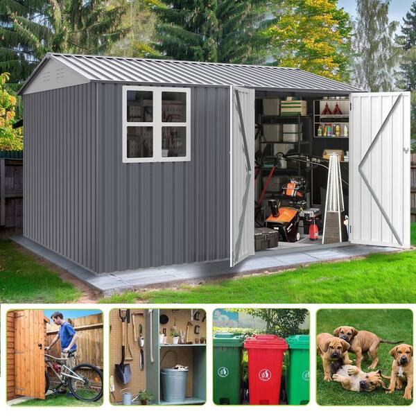 8 ft. x 10 ft. Metal Outdoor Storage Shed with Sloped Roof