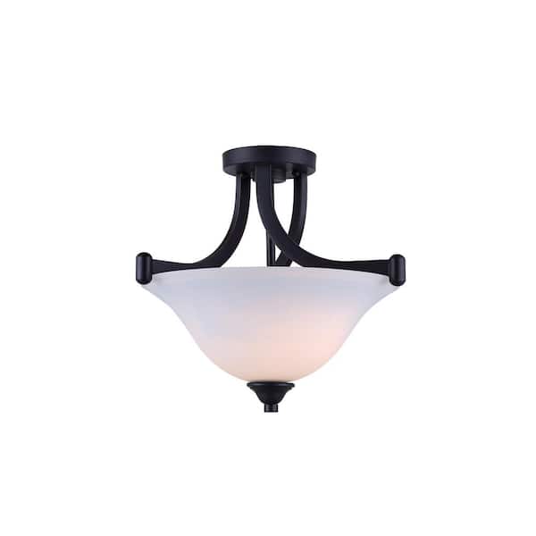 Unbranded Rue 2-Light Rubbed Antique Bronze Semi-Flush Mount Light