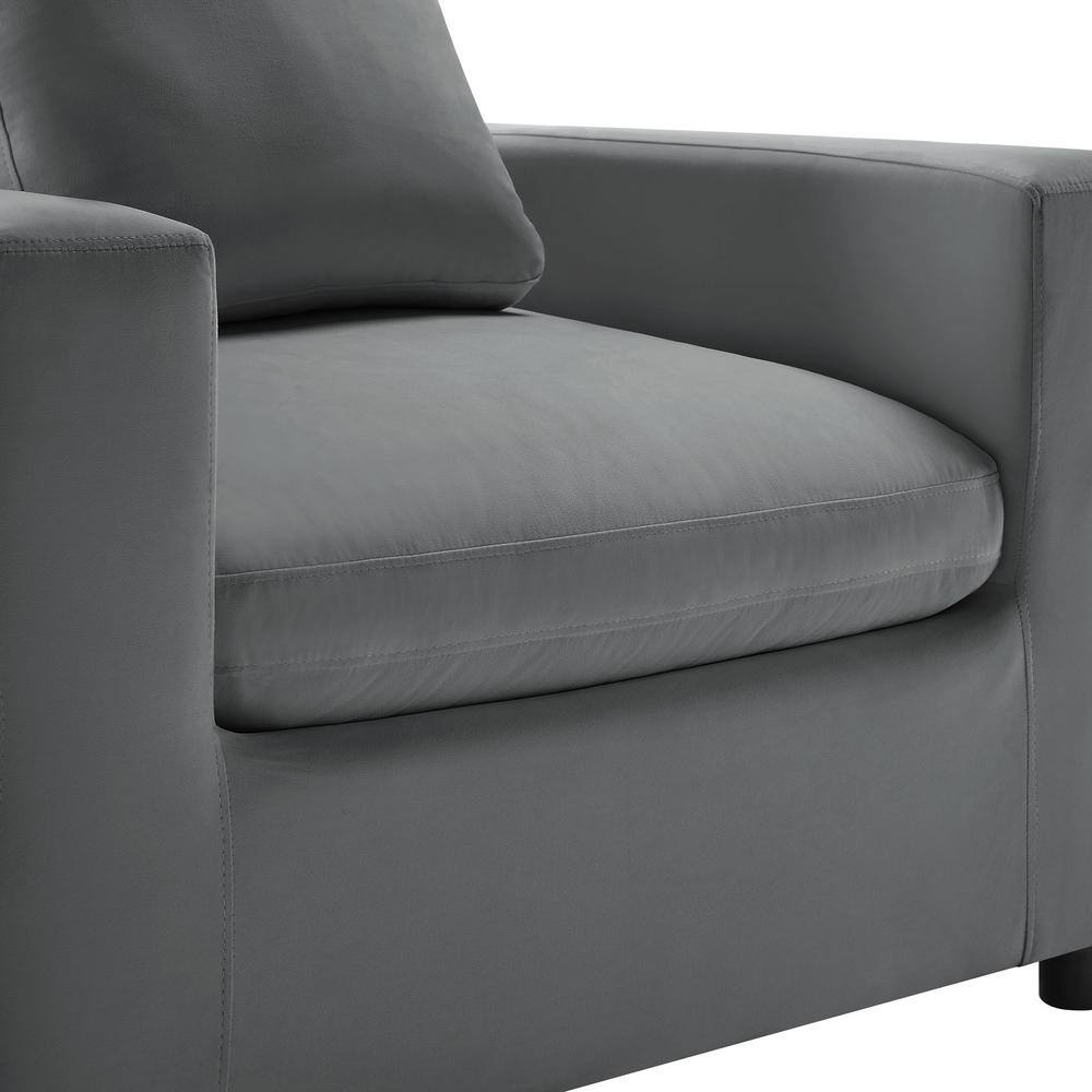 Casella Charcoal Performance Fabric Modern Armchair with Black Wood Legs