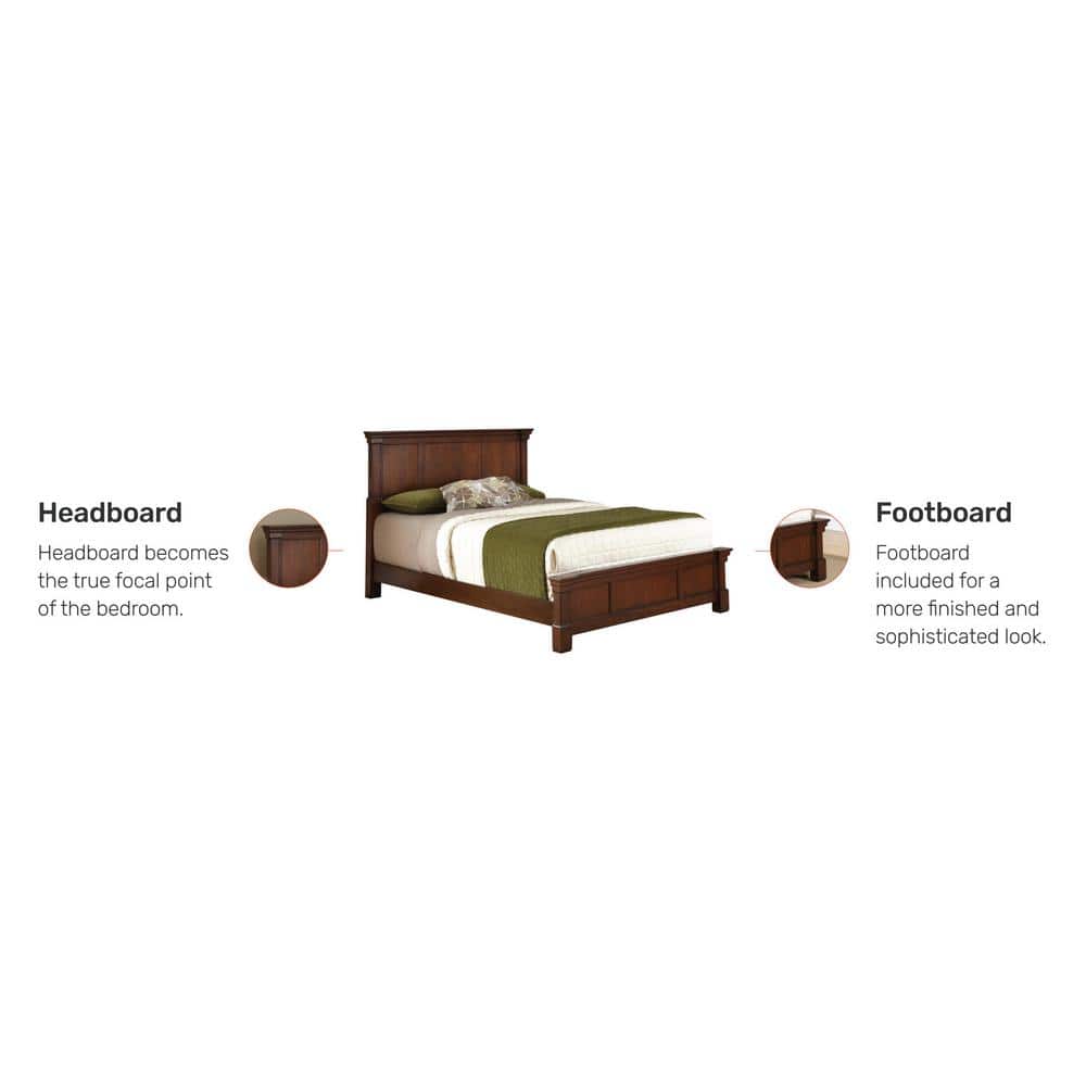 Aspen Rustic Cherry Queen Bed with Mahogany Frame