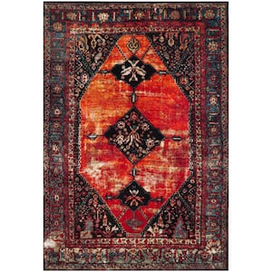 Vintage Hamadan Orange/Multi 7 ft. x 9 ft. Border Area Rug