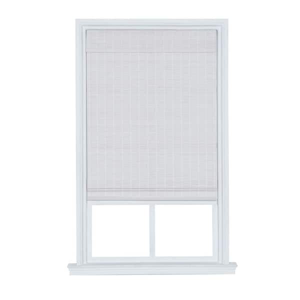 Bayport White Wash Light Filtering Cordless Bamboo Roman Shade-26 in. W X 72 in. L